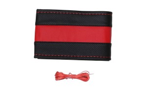 Κάλυμμα Τιμονιού Αυτοκινήτου Otom Stitching Δερματίνη Ραφτό Εξώγαζο Μαύρο - Κόκκινο Medium 37-39cm DK-301