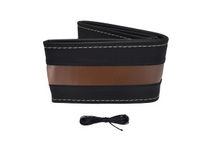 Κάλυμμα Τιμονιού Αυτοκινήτου Otom Stitching Δερματίνη Ραφτό Εξώγαζο Μαύρο - Καφέ Medium 37-39cm DK-304