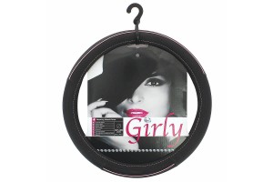 Κάλυμμα Τιμονιού Αυτοκινήτου Δερματίνη Girly Μαύρο Ροζ Medium 37-39cm FVP1220