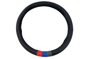Κάλυμμα Τιμονιού Δερματίνη Tricolore M- Sport Μαύρο Με 3 Χρώματα ///Μ Medium 37-39cm