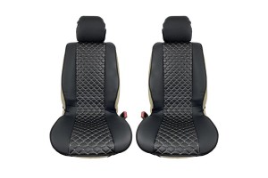 Πλατοκαθίσματα Aυτοκινήτου Δερματίνη Royal Μαύρα Με Γκρι Ραφή 2 Τεμάχια