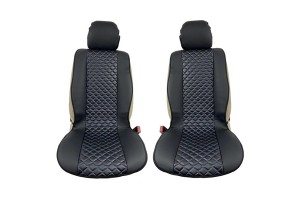 Πλατοκαθίσματα Aυτοκινήτου Δερματίνη Royal Μαύρα Με Μπλε Ραφή 2 Τεμάχια