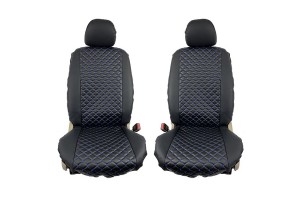 Ημικαλύμματα Καθισμάτων Aυτοκινήτου Δερματίνη Royal Μαύραμε Μπλε Ραφή Ζευ 2 Τεμάχια