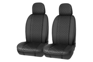 Πλατοκαθίσματα Αυτοκινήτου Elegance Δερματίνη Μαύρη Με Γκρι Ραφή 2 Τεμάχια