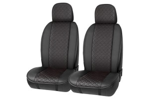 Πλατοκαθίσματα Αυτοκινήτου Elegance Δερματίνη Μαύρη Με Κόκκινη Ραφή 2 Τεμάχια