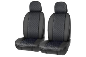 Πλατοκαθίσματα Αυτοκινήτου Elegance Δερματίνη Μαύρη Με Μπλε Ραφή 2 Τεμάχια