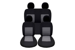 Καλύμματα Αυτοκινήτου Prime Full Μαύρο Με Γκρι Ραφή Σετ 10 Τεμάχια