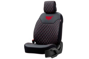 Ημικάλυμμα Καθίσματος Αυτοκινήτου Otom Rsx Diamond Δερματίνη Κεντητή Καπιτονέ Μαύρο Με Κόκκινη Ραφή RSXD-101 1 Τεμάχιο