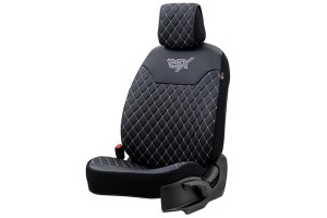 Ημικάλυμμα Καθίσματος Αυτοκινήτου Otom Rsx Diamond Δερματίνη Κεντητή Καπιτονέ Μαύρο Με Άσπρη Ραφή RSXD-102 1 Τεμάχιο