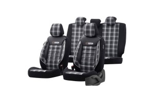 Καλύμματα Αυτοκινήτου Otom Gti Sports Design Universal Jacquard / Lacost / Δερματίνη Σετ Εμπρός / Πίσω Μαύρο - Γκρι GTI-807 11 Τεμάχια