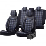 Καλύμματα Αυτοκινήτου Otom Gti Sports Design Universal Jacquard / Lacost / Δερματίνη Σετ Εμπρός / Πίσω Μαύρο - Μπλε GTI-803 11 Τεμάχια