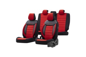 Καλύμματα Αυτοκινήτου Otom Comfortline Design Universal Sued / Rachel / Δερματίνη Σετ Εμπρός / Πίσω Μαύρο - Κόκκινο CMF-207 11 Τεμάχια