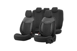 Καλύμματα Αυτοκινήτου Otom Comfortline Vip Design Universal Sued / Rachel / Δερματίνη Καπιτονέ Σετ Εμπρός / Πίσω Μαύρο Με Άπρο Κέντημα CMV-232 11 Τεμάχια