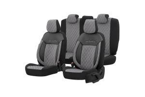 Καλύμματα Αυτοκινήτου Otom Comfortline Vip Design Universal Sued / Rachel / Δερματίνη Καπιτονέ Σετ Εμπρός / Πίσω Μαύρο - Γκρι CMV-233 11 Τεμάχια