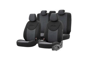 Καλύμματα Αυτοκινήτου Otom Attraction Design Universal Βαμβακερό Ύφασμα / Rachel Σετ Εμπρός / Πίσω Μαύρο - Γκρι ATR-1301 11 Τεμάχια