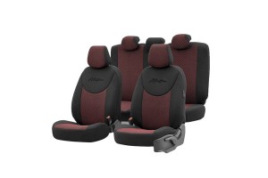 Καλύμματα Αυτοκινήτου Otom Attraction Design Universal Βαμβακερό Ύφασμα / Rachel Σετ Εμπρός / Πίσω Μαύρο - Κόκκινο ATR-1302 11 Τεμάχια
