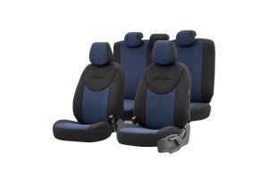 Καλύμματα Αυτοκινήτου Otom Attraction Design Universal Βαμβακερό Ύφασμα / Rachel Σετ Εμπρός / Πίσω Μαύρο - Μπλε ATR-1303 11 Τεμάχια