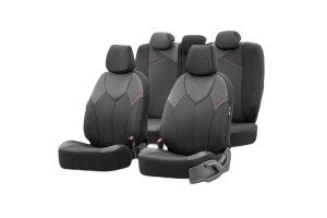 Καλύμματα Αυτοκινήτου Otom Signature Design Universal Δερματίνη / Rachel Σετ Εμπρός / Πίσω Μαύρο Με Κόκκινη Ραφή SGT-2402 11 Τεμάχια