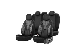 Καλύμματα Αυτοκινήτου Otom Infinity Design Universal Sued / Δερματίνη Καπιτονέ / Rachel Σετ Εμπρός / Πίσω Μαύρο Με Άσπρη Ραφή INF-2003 11 Τεμάχια