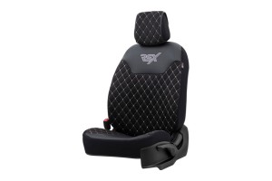 Ημικάλυμμα Καθίσματος Αυτοκινήτου Otom Rsx Diamond Sued / Δερματίνη Κεντητή Καπιτονέ Μαύρο Με Άσπρη Ραφή RSXT-102 1 Τεμάχιο