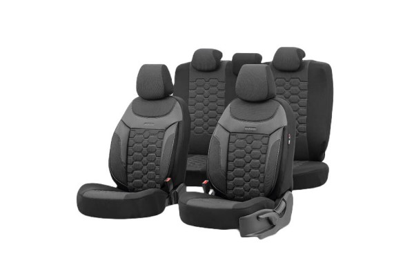 Καλύμματα Αυτοκινήτου Otom Carbon Design Universal Jacquard / Rachel / Δερματίνη Σετ Εμπρός / Πίσω Μαύρο - Γκρι CRB-3401 11 Τεμάχια