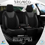 Καλύμματα Αυτοκινήτου Otom Bronco Design Universal Rachel / Δερματίνη Καπιτονέ Σετ Εμπρός / Πίσω Μαύρο Με Γκρι Κέντημα BRN-402 11 Τεμάχια