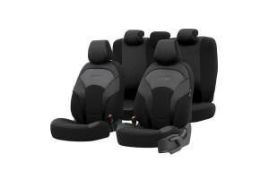 Καλύμματα Αυτοκινήτου Otom Moon Design Universal Βαμβακερό Ύφασμα / Rachel / Δερματίνη Σετ Εμπρός / Πίσω Μαύρο MON-1901 11 Τεμαχίων