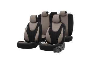 Καλύμματα Αυτοκινήτου Otom Ruby Design Universal Βαμβακερό Ύφασμα Rachel Σετ Εμπρός / Πίσω Μαύρο - Μπεζ RBY-1203 11 Τεμαχίων