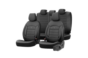 Καλύμματα Αυτοκινήτου Otom Inspire Design Universal Full Δερματίνη Σετ Εμπρός / Πίσω Μαύρο Με Γκρι Ραφή INS-3502 11 Τεμάχια