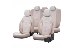 Καλύμματα Αυτοκινήτου Otom Throne Universal Λινό Ύφασμα / Rachel / Δερματίνη Σετ Εμπρός / Πίσω Μπεζ THR-104 11 Τεμάχια