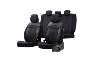 Καλύμματα Αυτοκινήτου Otom Comfortline Vip Design Universal Sued / Rachel / Δερματίνη Καπιτονέ Σετ Εμπρός / Πίσω 11 Τεμαχίων Μαύρο Με Μαύρο Κέντημα CMV-238