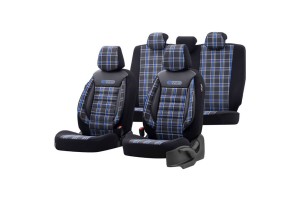 Καλύμματα Αυτοκινήτου Otom Gti Sports Design Universal Jacquard / Lacost / Δερματίνη Σετ Εμπρός / Πίσω Μαύρο - Μπλε GTI-804 11 Τεμάχια