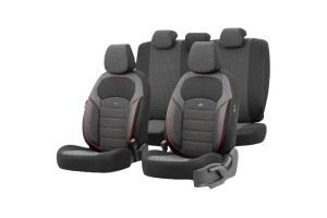 Καλύμματα Αυτοκινήτου Otom Nova Universal Ύφασμα Jacquard / Δερματίνη Σετ Εμπρός / Πίσω Μαύρο - Κόκκινο NOV-3302 11 Τεμάχια