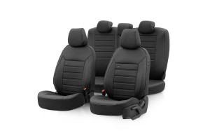Καλύμματα Αυτοκινήτου Otom Premium Design Universal Full Δερματίνη Σετ Εμπρός / Πίσω Μαύρο PRM-101 11 Τεμάχια