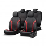 Καλύμματα Αυτοκινήτου Otom Coral Design Universal Full Δερματίνη Σετ Εμπρός / Πίσω Μαύρο / Κόκκινο CRΑL-104 11 Τεμαχίων
