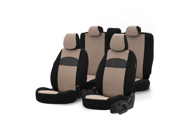 Καλύμματα Αυτοκινήτου Otom Smart Design Universal Ύφασμα / Δερματίνη Σετ Εμπρός / Πίσω Μαύρο / Μπεζ SLTSMT106-NZ 11 Τεμαχίων