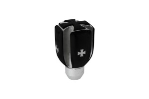 Πόμολο Λεβιέ Ταχυτήτων Universal Μαύρο/Ασημί Iron Cross Τετράγωνο Για Κανονική Όπισθεν GK05IC