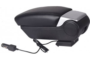 Κονσόλα - Τεμπέλης Χειροφρένου Με 2 Θέσεις Usb Μαύρη - Ασημί Διεθνής