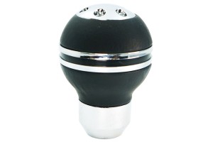 Πόμολο Λεβιέ Ταχυτήτων Στρόγγυλο Μαύρο Με Νίκελ Δαχτυλίδια