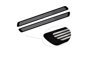 Διακοσμητικά Εσωτερικά Μασπιέ Πόρτας Universal "Lines" Ασημί 54cm X 4cm 2 Τεμάχια