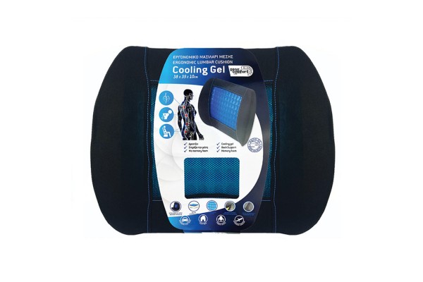 Ανατομικό-Ορθοπεδικό Μαξιλαράκι Μέσης Gel 38x35x10cm Μαύρο-Μπλε 1 Τμχ
