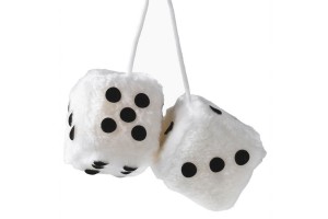 Ζάρια Κρεμαστά Διακοσμητικά Λευκά 6x6cm 2 Τεμάχια