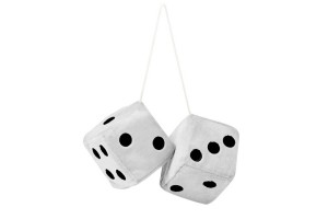 Ζάρια Κρεμαστά Διακοσμητικά ''Jumbo Size'' Λευκά 9x9cm 2 Τεμάχια