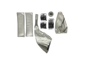 Πεντάλ Αλουμινίου Universal Racing Με Πόμολο Λεβιέ, Φυσούνα Ταχυτήτων / Χειροφρένου Ασημί Σετ 6 Τεμάχια