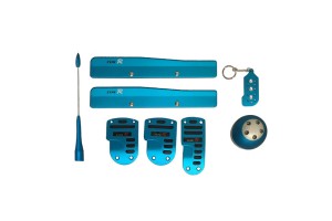 Πεντάλ Αλουμινίου Universal Με Πόμολο, Λεβιέ, Μπρελόκ & Κεραία Type-R Μπλε Σετ 8 Τεμάχια