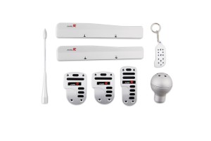 Πεντάλ Αλουμινίου Universal Με Πόμολο, Λεβιέ, Μπρελόκ & Κεραία Type-R Ασημί Σετ 8 Τεμάχια