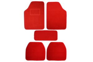 Μοκέτες Αυτοκινήτου Luxury Κόκκινες 5Τμχ