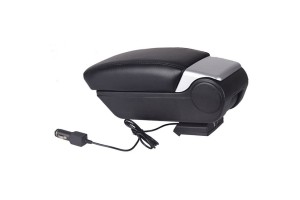 Κονσόλα - Τεμπέλης Χειροφρένου Με 2 Θέσεις Usb Μαύρη - Ασημί Διεθνής