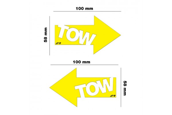 Simoni Racing ''TOW'' Αυτοκόλλητα Αυτοκινήτου 10 x 5.8cm σε Κίτρινο Χρώμα 2τμχ
