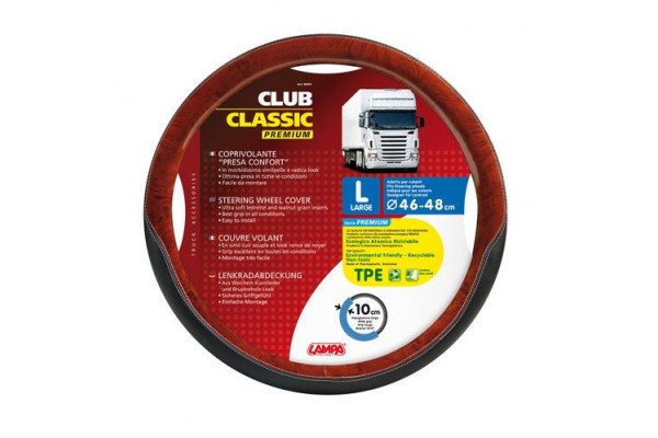 Καλυμμα Τιμονιου Φορτηγου CLUB-CLASSIC (L) 46-48cm (ΜΑΥΡΟ/ΞΥΛΟ/ΟΙΚΟΛΟΓΙΚΟ/ΑΟΣΜΟ)